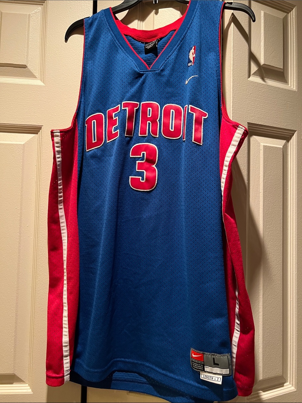 Nike Detroit #3 Blue and Red Basketball Jersey